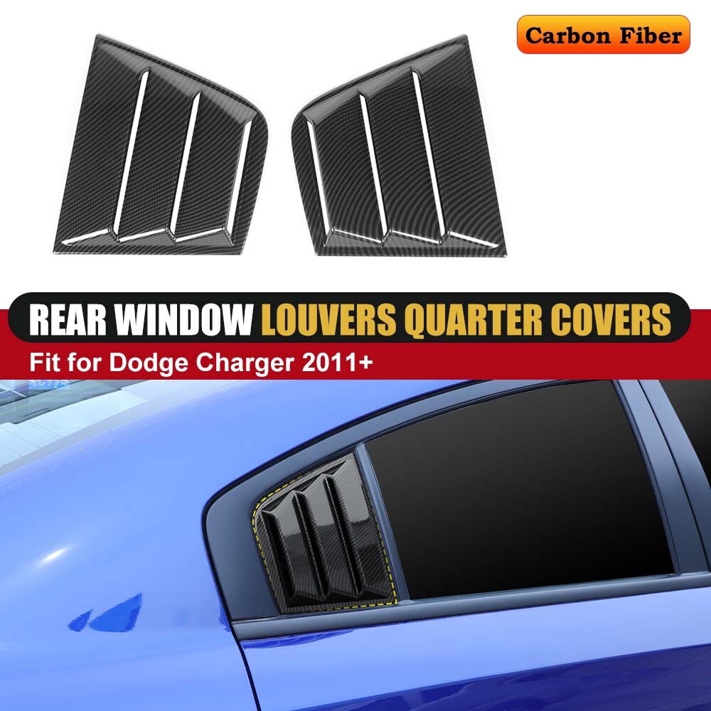 For 2011-2023 Dodge Charger Carbon fiber Finish Rear Window Quarter Louver Cover
