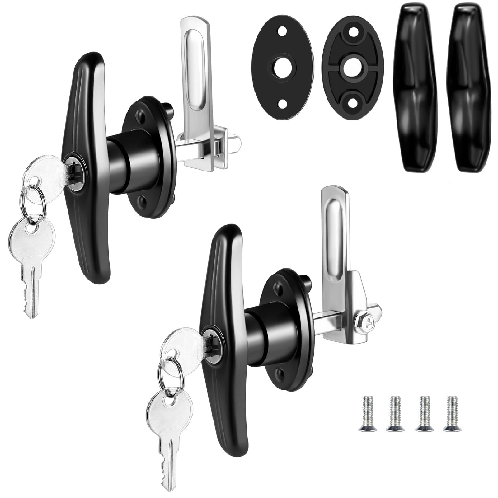 Truck Cap Latch T Handle Lock Matching Set Left & Right Locks, Black
