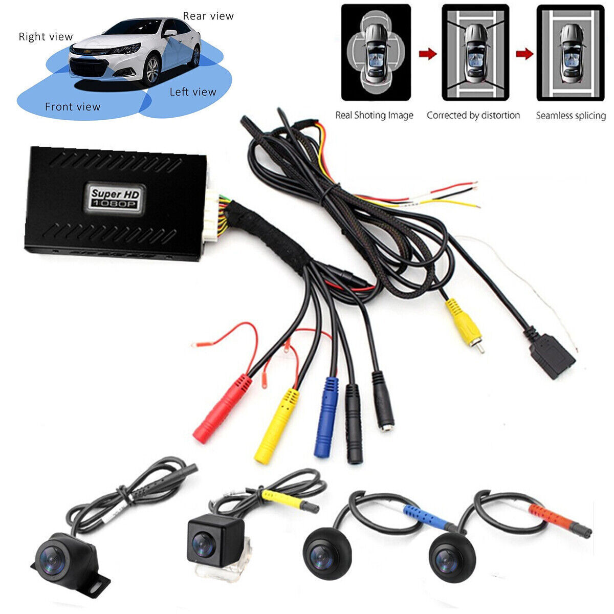 360° Seamless Bird View Panoramic System 4 Camera NTSC IP67 Car DVR