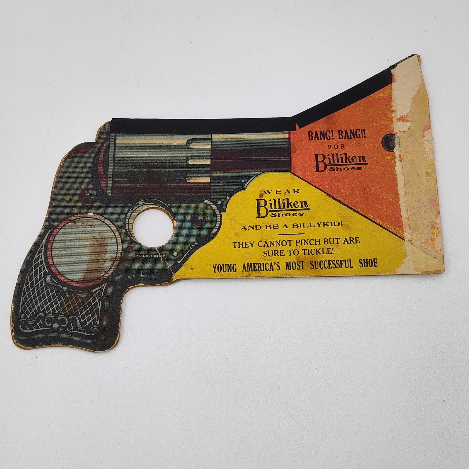 ✅🚨Billiken Shoes ADVERTISING Rare BANG GUN Antique VTG Billykid Tickle📸SEE📏📸