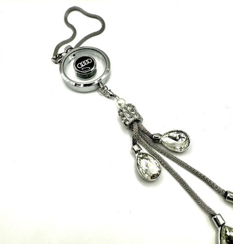 Car Crystal Pendant Air Freshener / Oil Diffuser with Logo (GLOWS IN THE DARK)