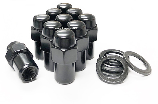 20X LUG NUTS 1/2 BLACK MAG WHEEL NUT .75 SHANK CRAGAR 1/2X20 1/2-20 FORD WASHERS