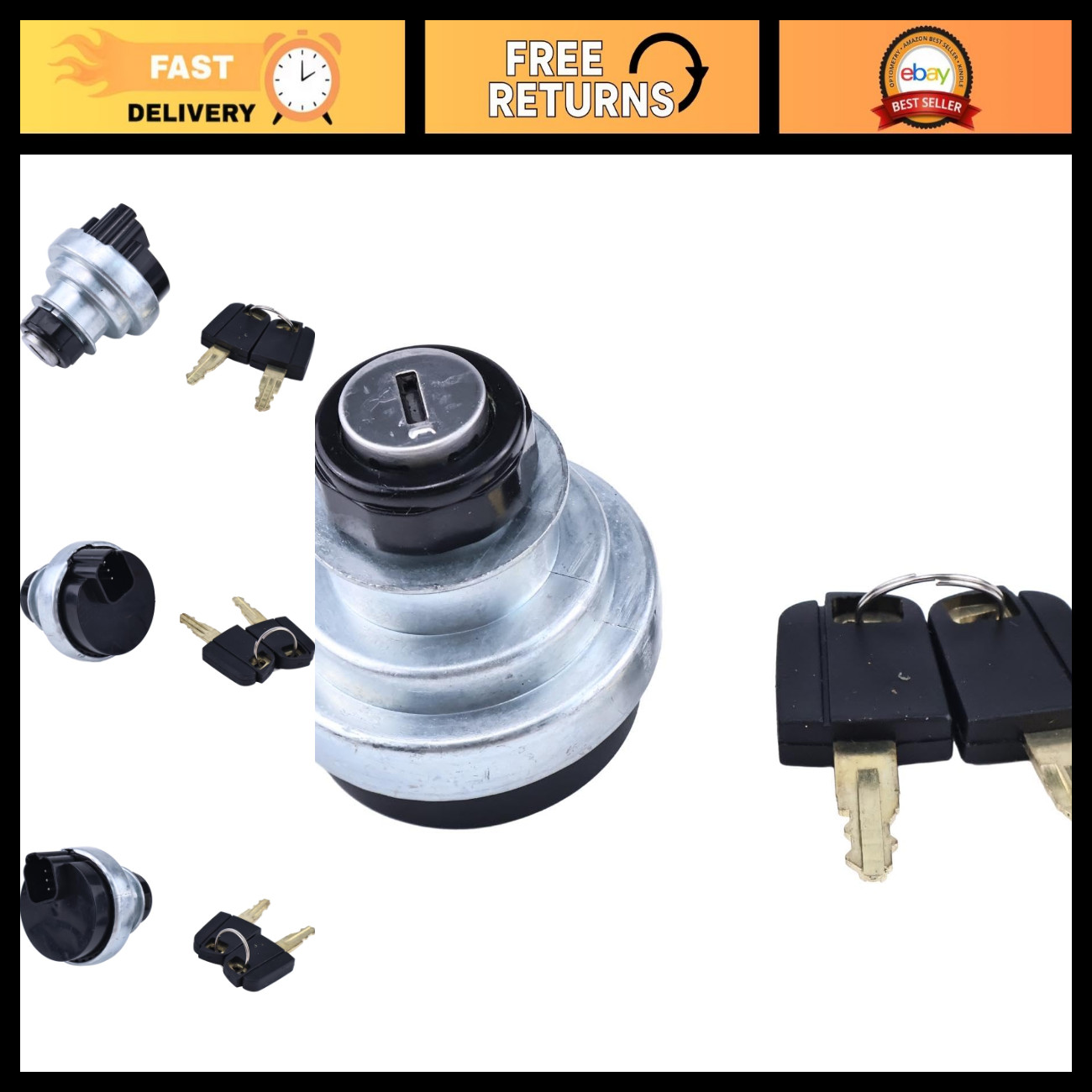 3-Position Ignition Switch with 2 Keys for CAT Engine Backhoe Loader 3054 416D 4 3-Position Ignition Switch with 2 Keys for CAT Engine Backhoe Loader 3054 416D 4