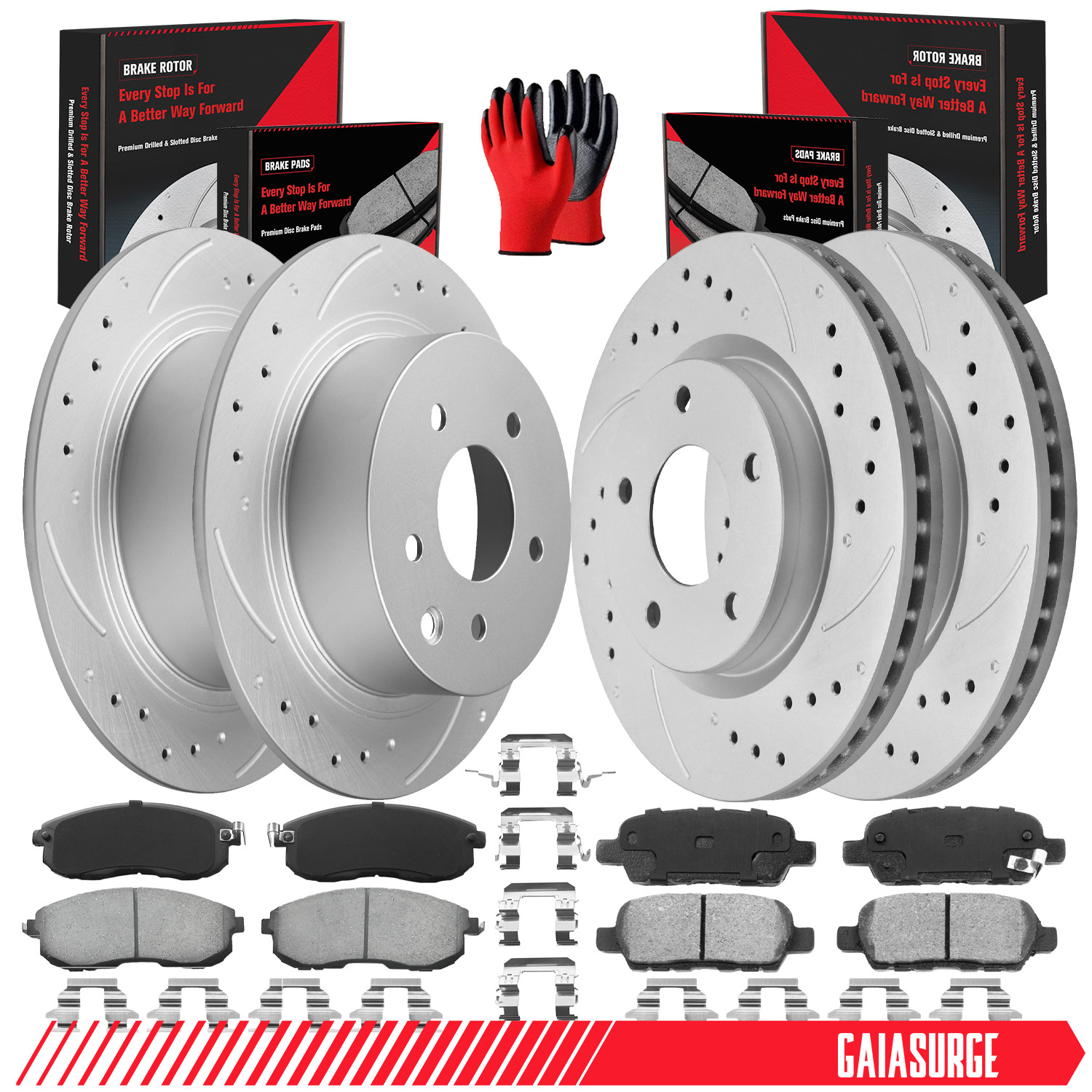 Front & Rear Disc Rotors + Ceramic Brake Pads for Nissan Sentra 2013-2019 1.8L