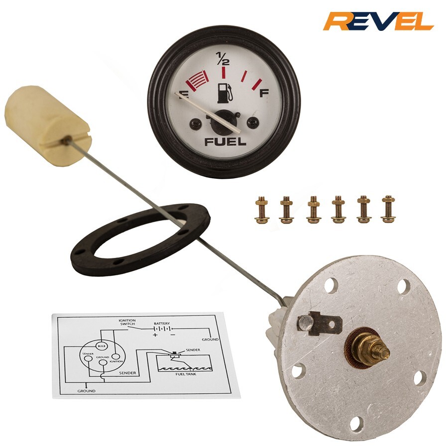 Universal Gas Golf Cart Fuel Tank Level Gauge Assembly & Meter - White Gauge Universal Gas Golf Cart Fuel Tank Level Gauge Assembly & Meter - White Gauge
