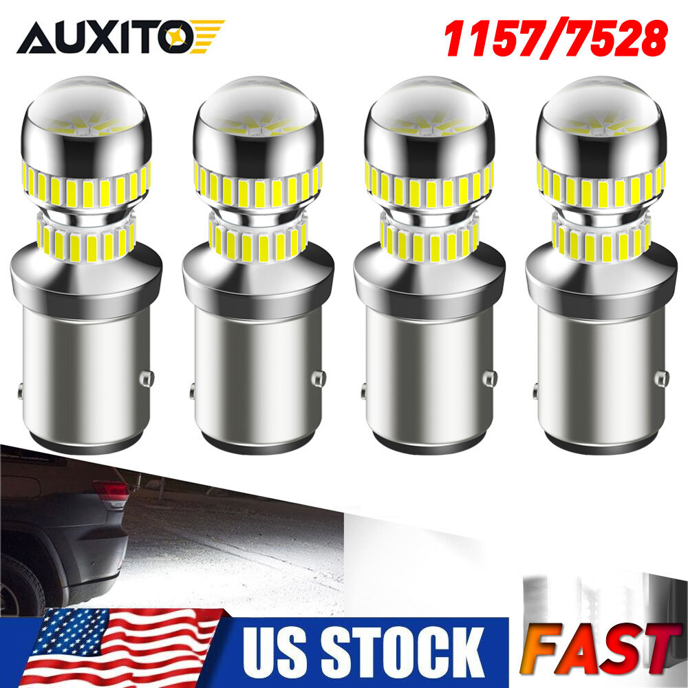 4x 1157 54-SMD LED Tail Brake Stop Reverse Parking Turn Signal Light Bulbs White
