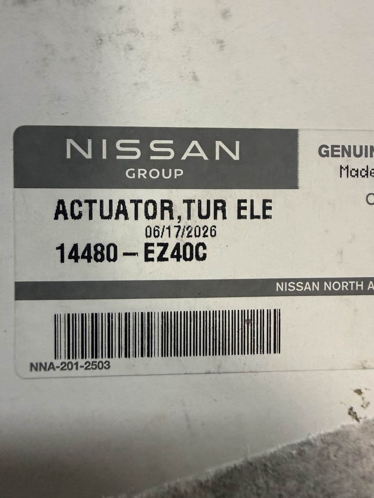 2016-2019 Nissan Titan XD 5.0 Turbo Actuator OEM 14480-EZ40C