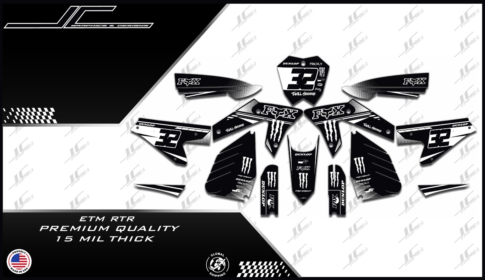 ETM RTR graphics kit decals  THICK AND HIGH GLOSS .....