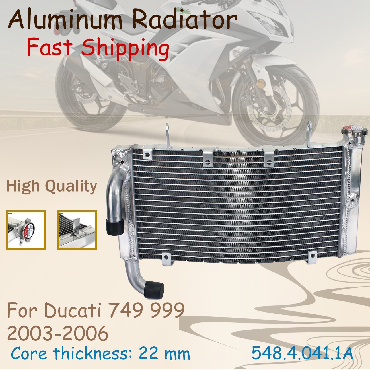 For Ducati 749 999R 2003-2006 2005 Biposto Dark Biposto Aluminum Cooler Radiator