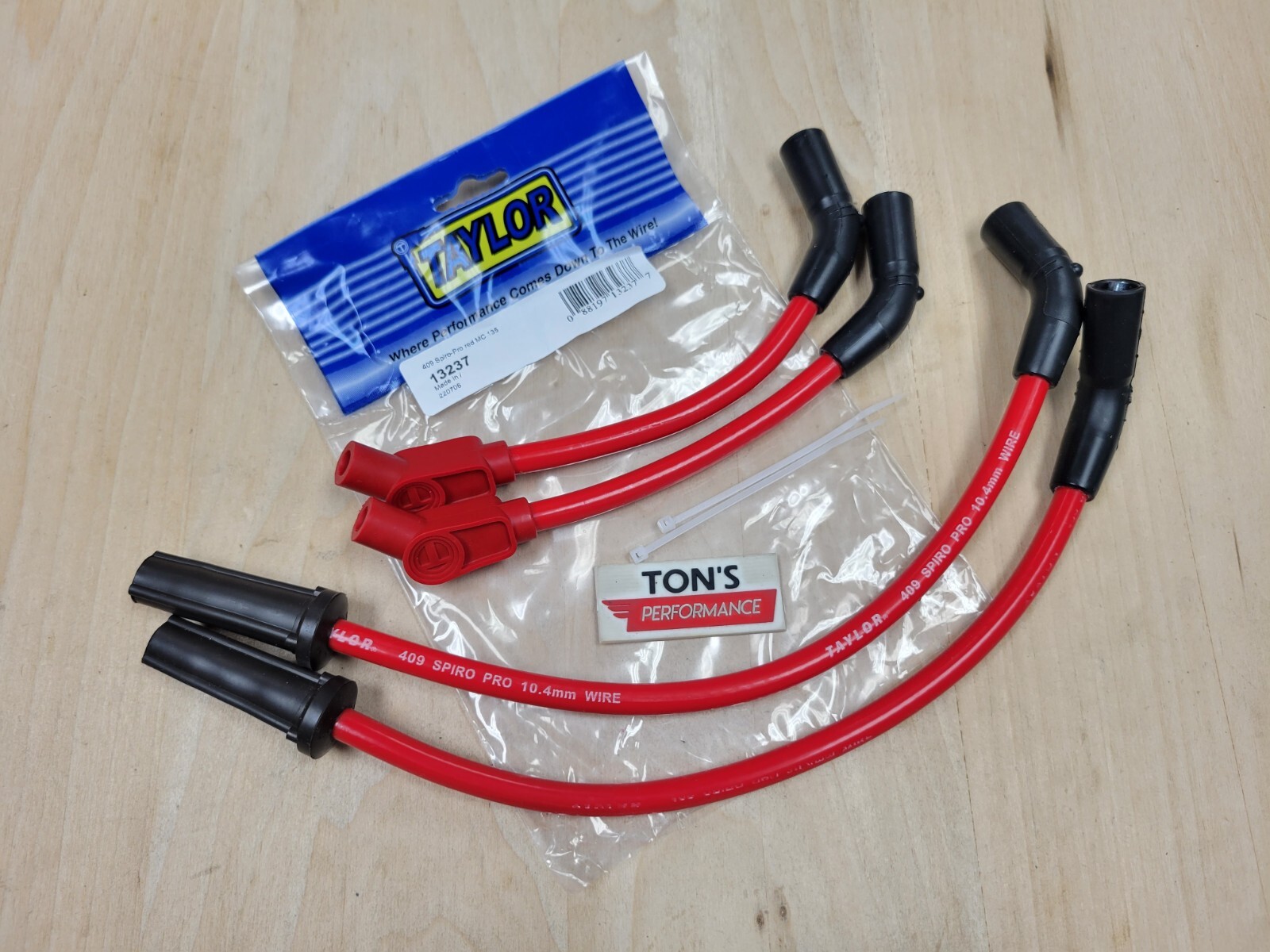 Taylor 13237 409 Race Spark plug wires 10.4mm Red 2018+ Harley M8 Softail