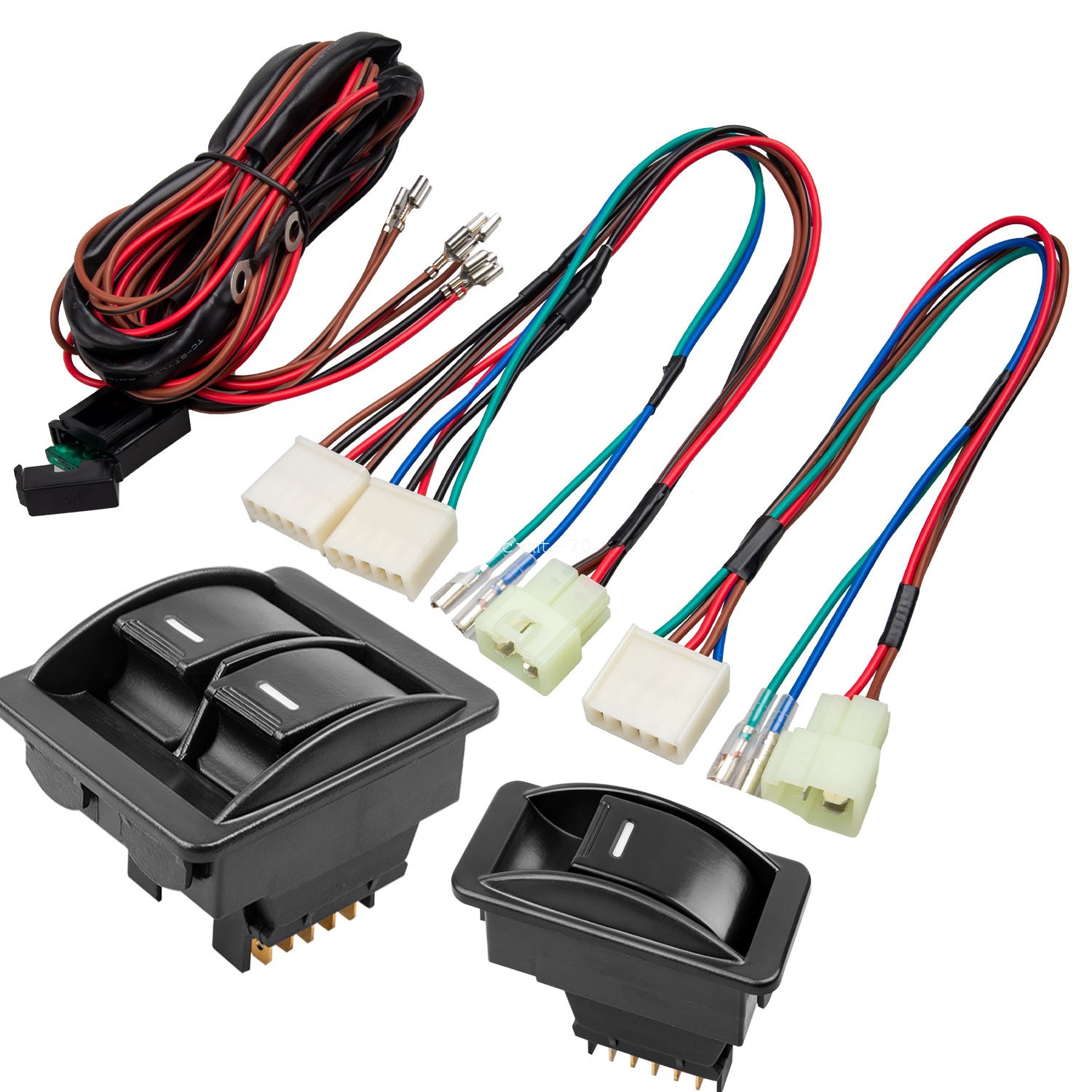 12V Universal Power Window Switch Kit & Wiring Harness kit for 2 Door Vehicles