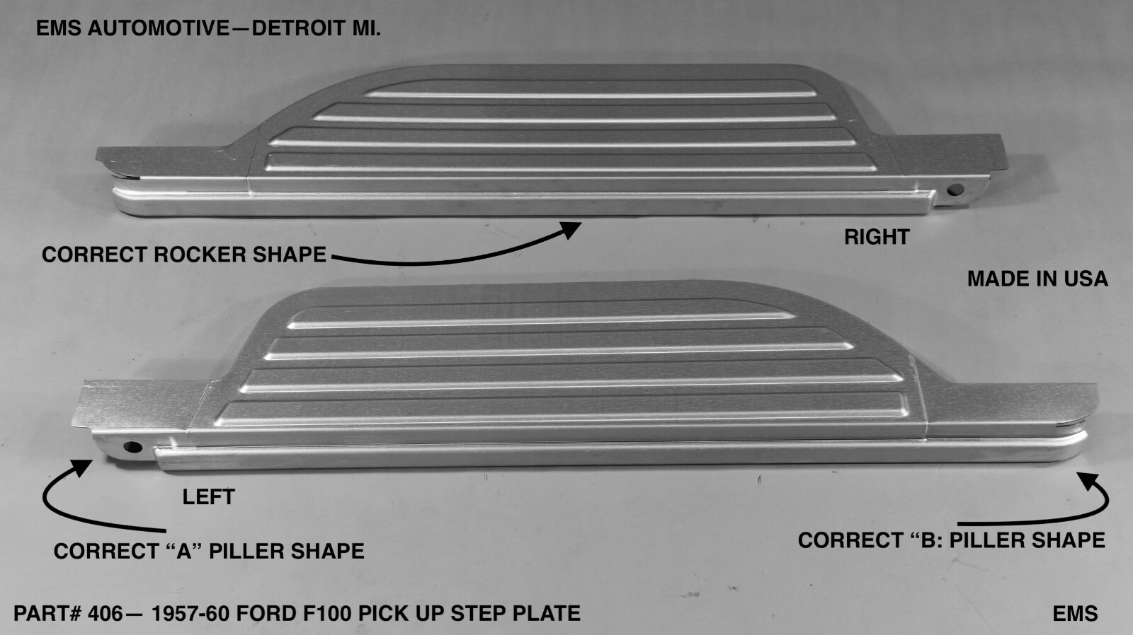 1957-60 FORD F100 PICK UP TRUCK STEP PLATE LEFT & RIGHT SIDE 57 58 59 60 #406