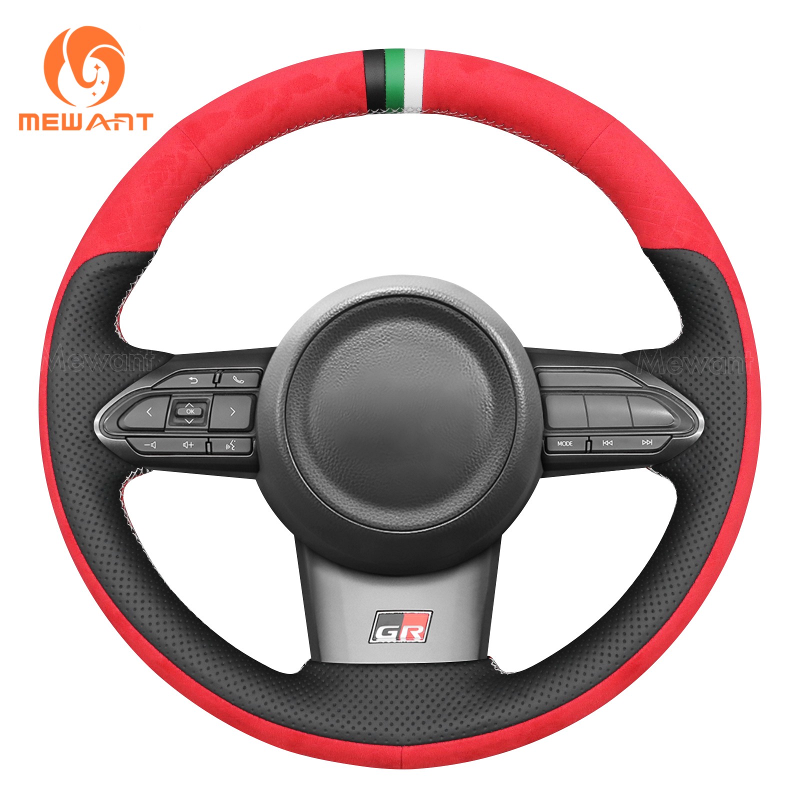 MEWANT Suede/PU Leather Custom Steering Wheel Cover for Toyota GR Corolla 23-24