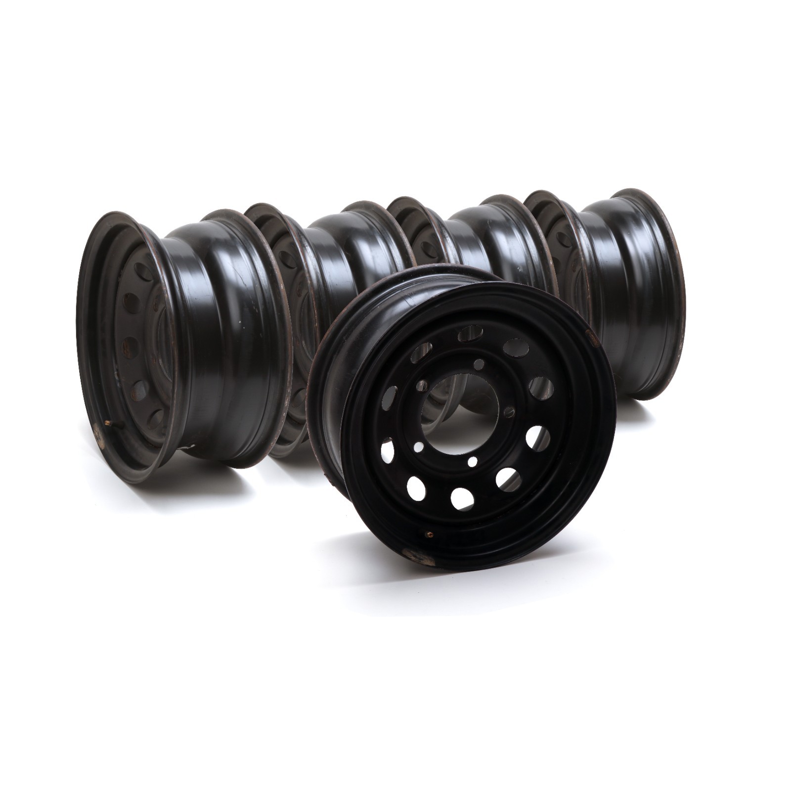 16x7 Black Steel Wheels Defender Set of 5 – SD2325 Used