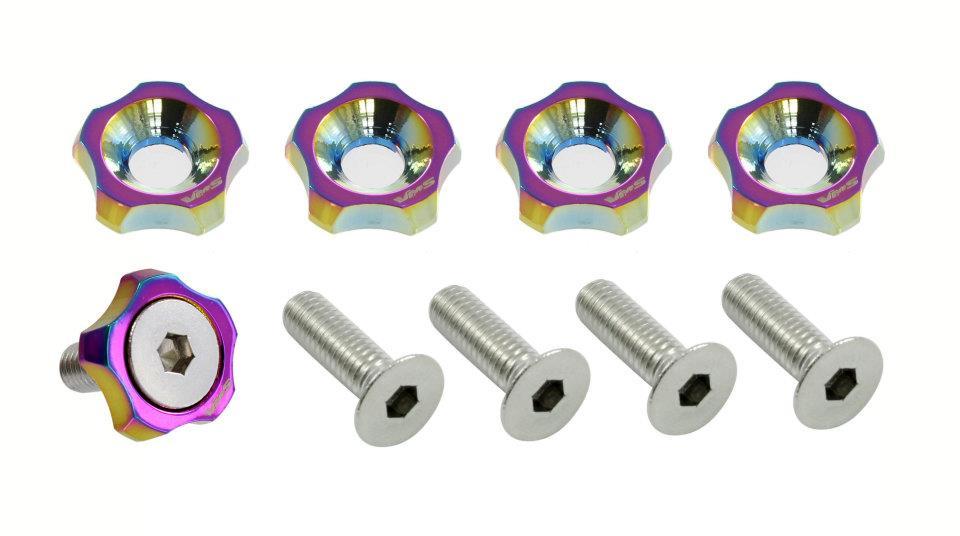 NEWVMS STAR 10 PC FENDER BUMPER HEADLIGHT WASHER 10MM 10 MM BOLT KIT NEO CHROME