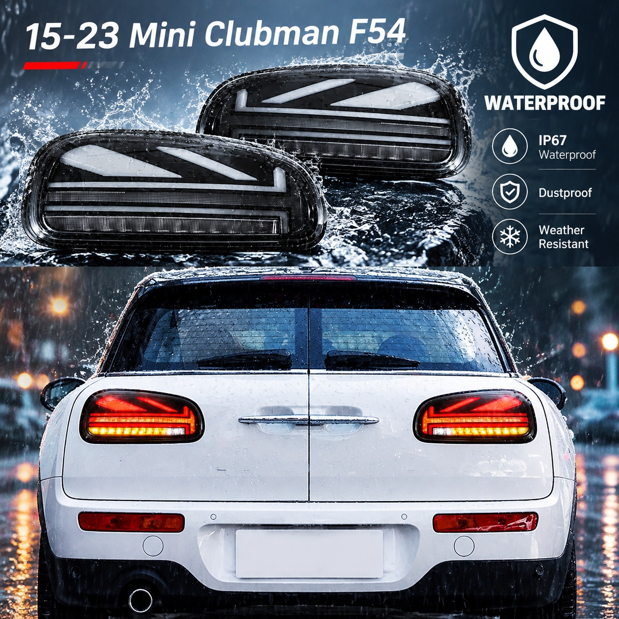 2015-2023 LED Tail Lights w/Animation For Mini Cooper Clubman F54 Smoked Lens
