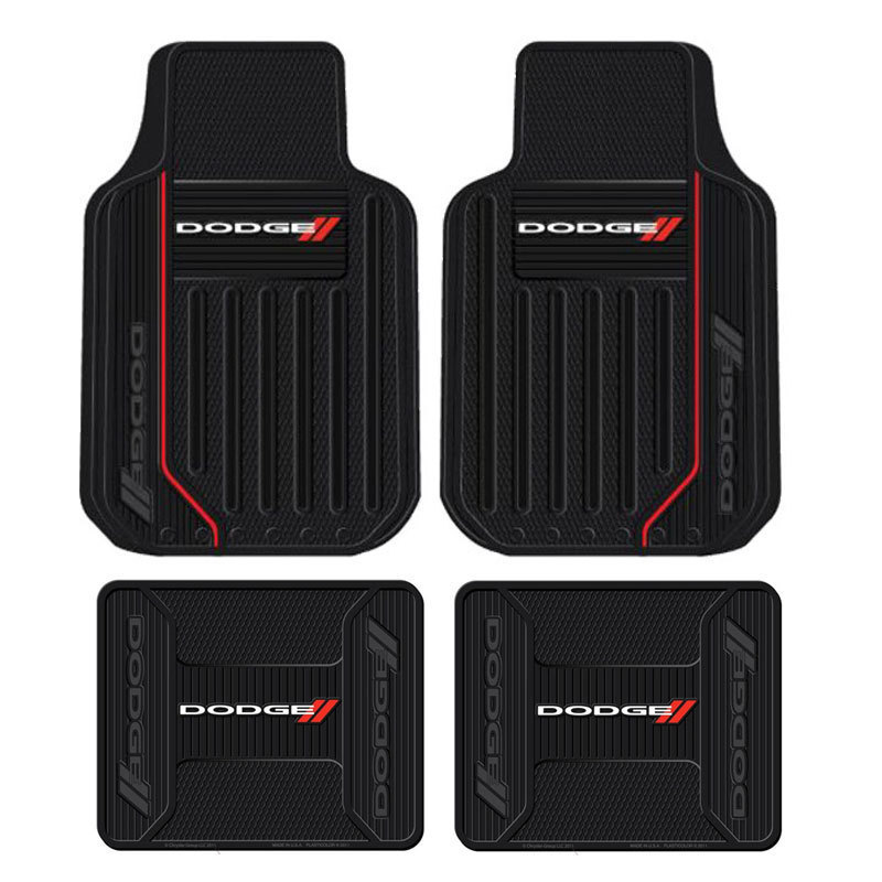New 4pc DODGE Elite Front & Back Heavy Duty All Weather Rubber Floor Mats Set