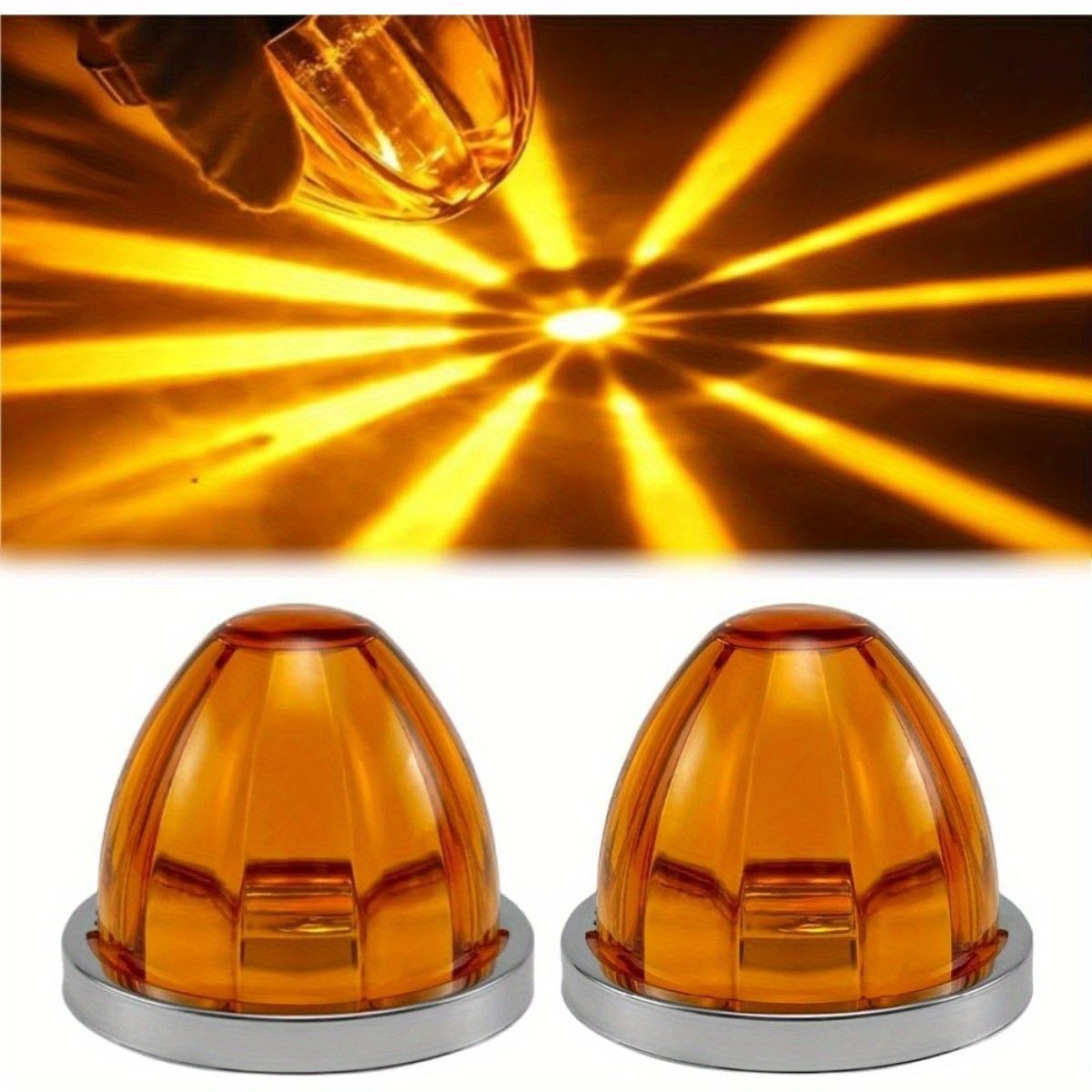 2/4X Amber LED Watermelon Lights Side Marker Truck Trailer Turn Signal Light 24V