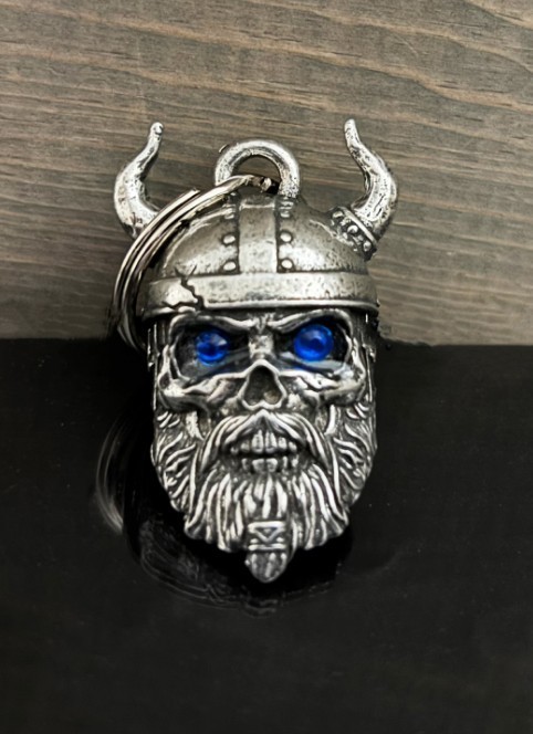 Viking Warrior Blue Rhinestone Biker Ride Bell Gremlin Good Luck Gift BB-170 USA