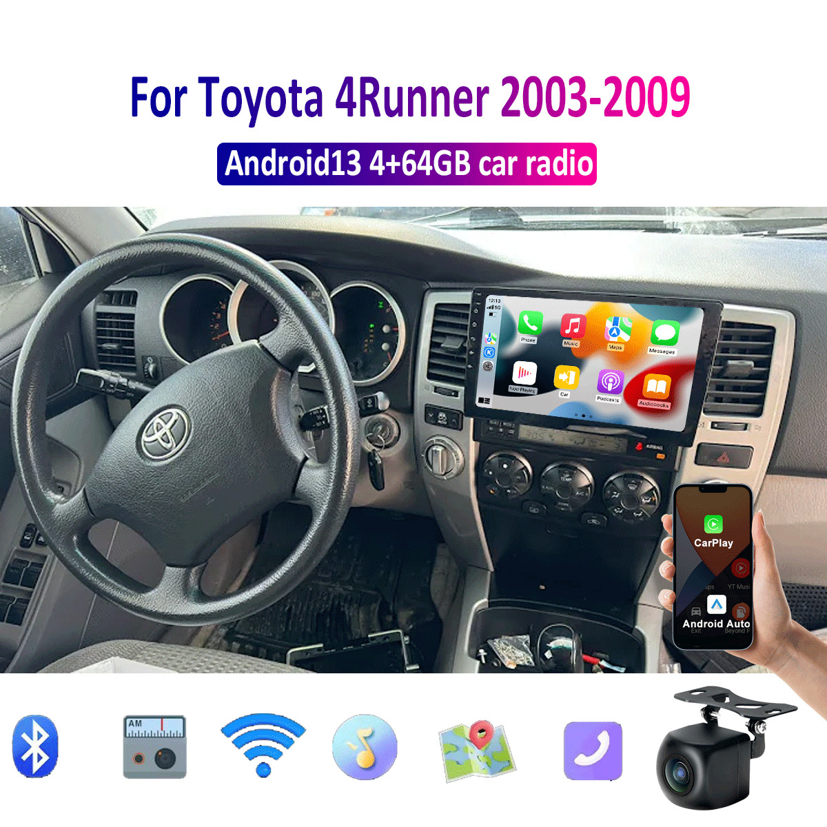 9\'\' Apple CarPlay Android auto head unit car radio For Toyota 4Runner 2003-2009
