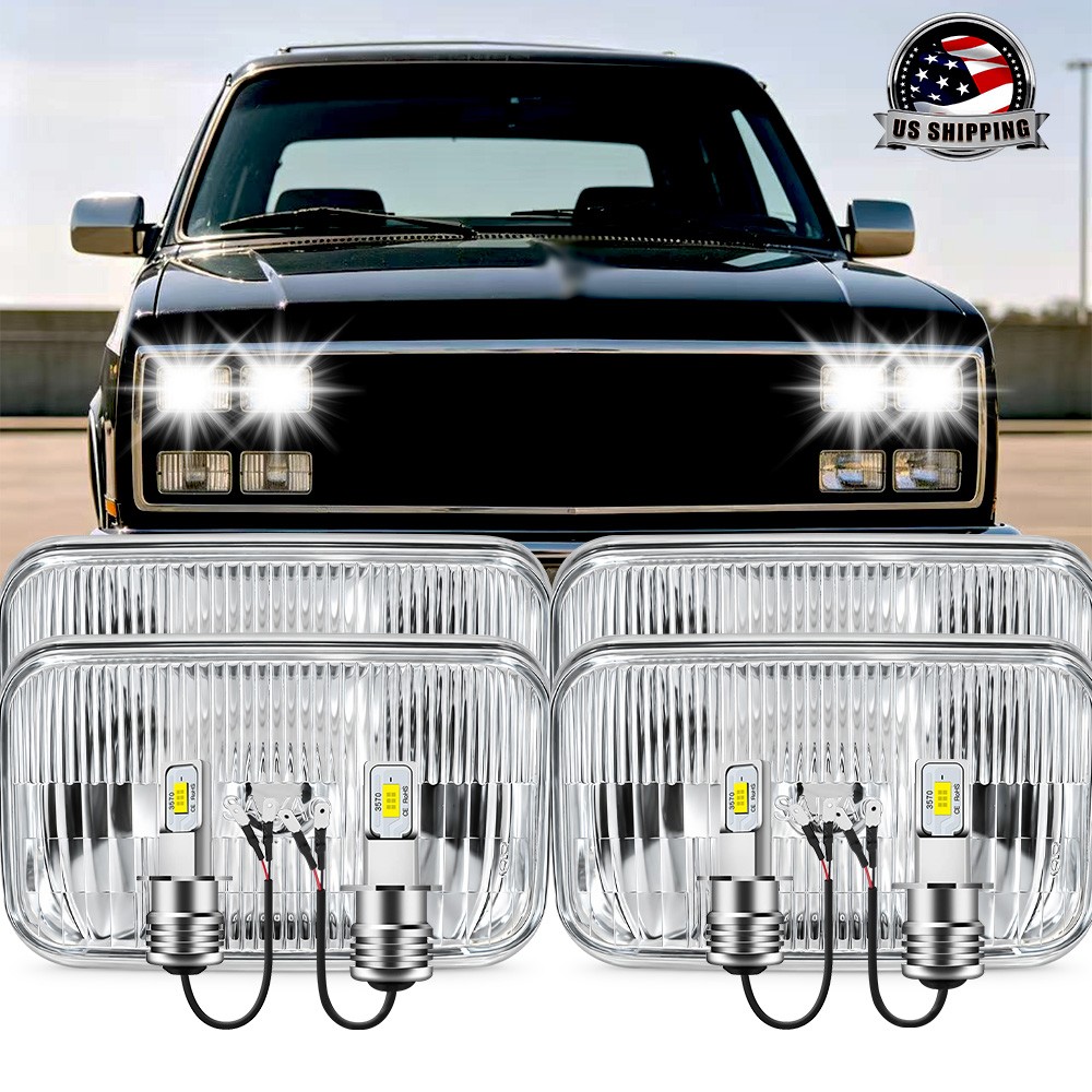 4PCS LED Headlights For 1989-1991 Chevy Suburban H4701 H4703 High Low Beam AAA