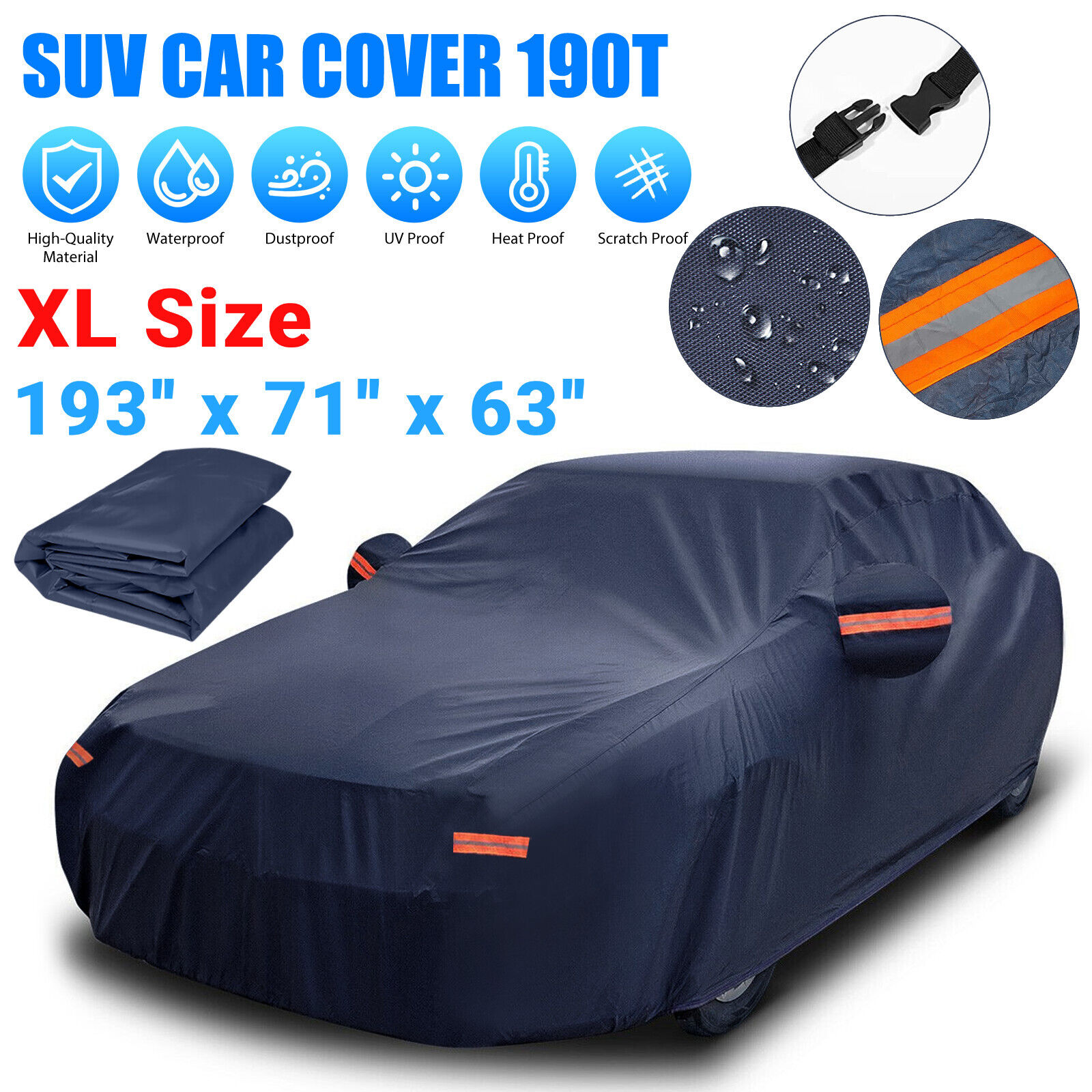 Full Car Cover for Outdoor Sun Dust Scratch Rain Snow UV Waterproof Breathable
