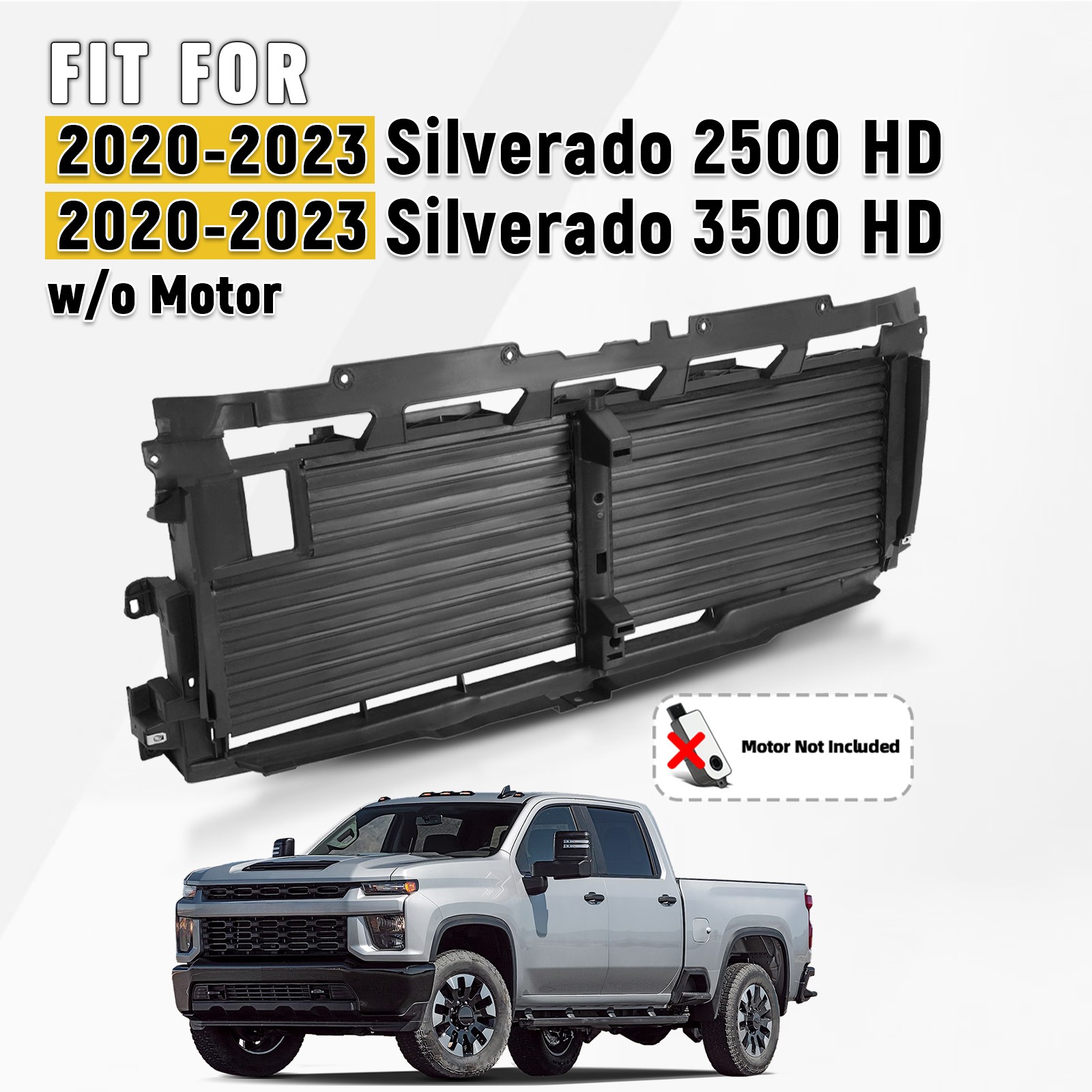 For 2020-2023 Chevy Silverado 2500 HD 35000 HD Radiator Grille Shutter W/O Motor