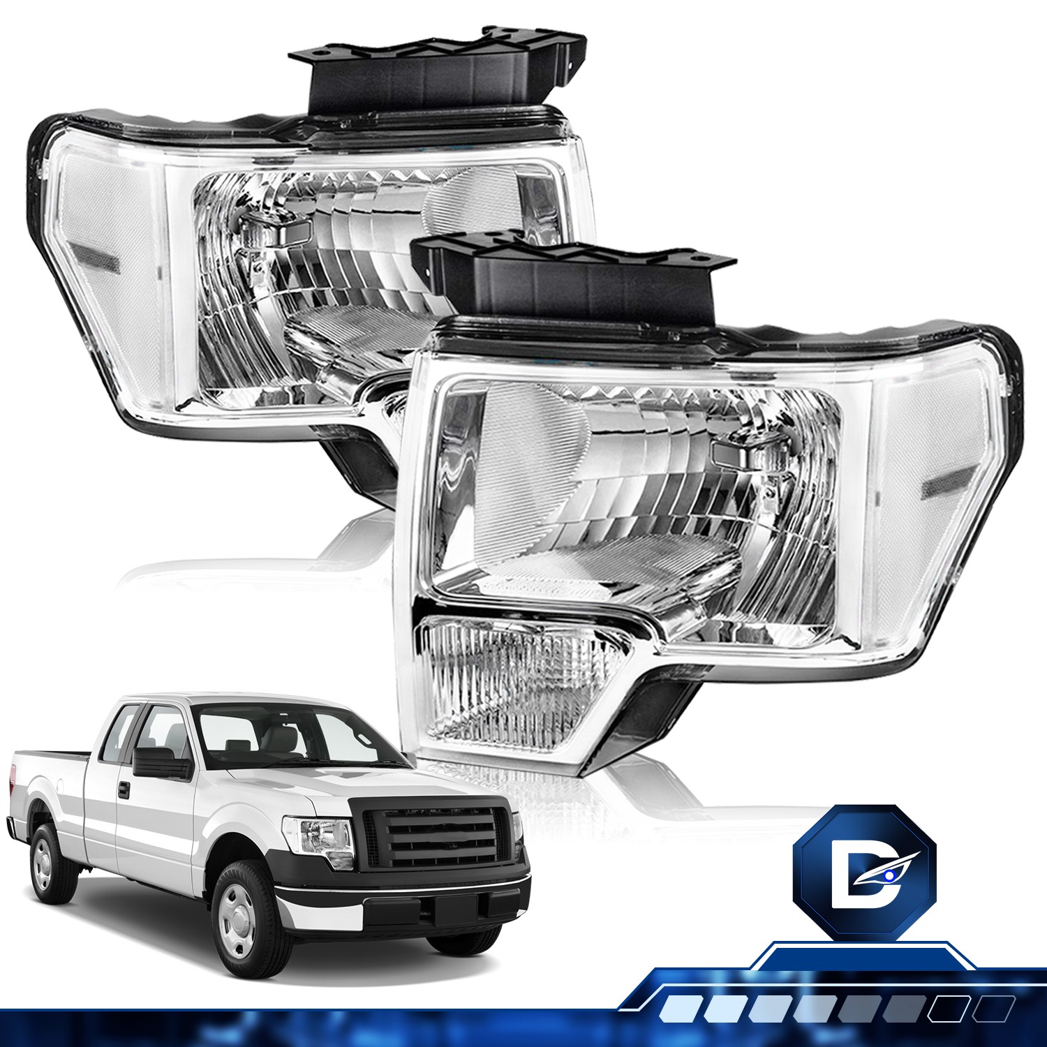 Chrome Headlights Pair For 2009 2010 2011 2012 2013 2014 Ford F-150 F150 Pickup Chrome Headlights Pair For 2009 2010 2011 2012 2013 2014 Ford F-150 F150 Pickup