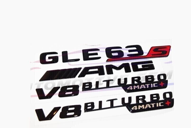 GLE63S AMG V8 BITURBO 4MATIC+Emblem glossy Black Set for Mercedes #1