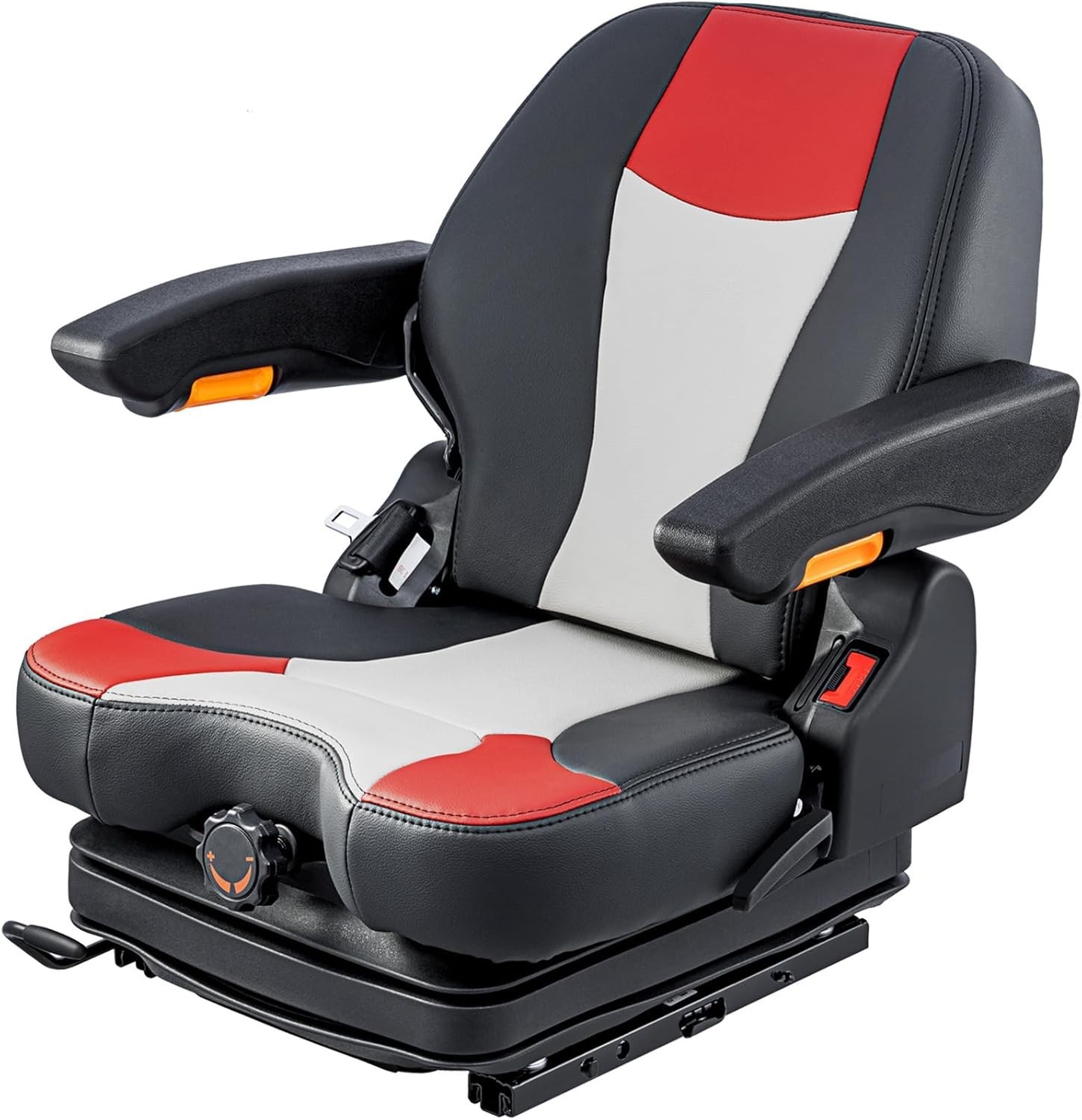 Universal Tractor Seat Highback Adj. Backrest/Rails/Armrests Shock Abs.