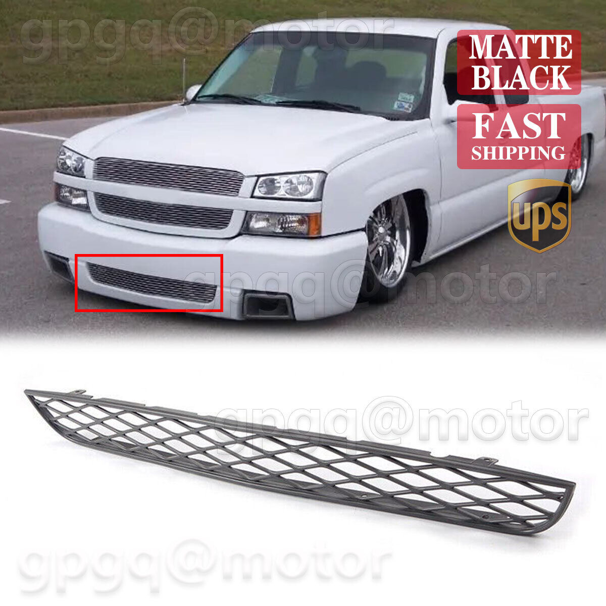 For Chevrolet Silverado 1500 SS Models 2003-2004 05 Textured Front Lower Grille