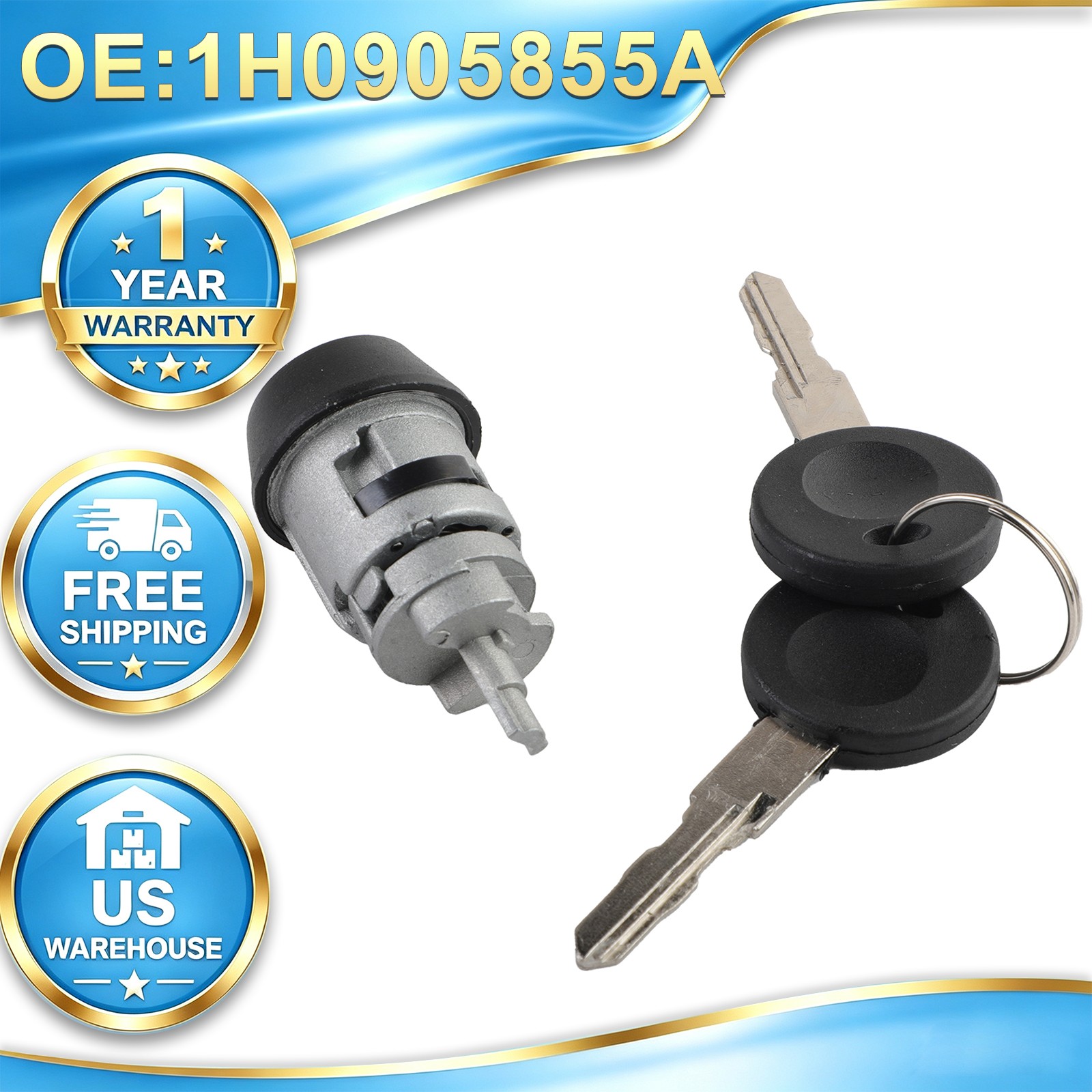 For 1971-1978 VW Beetle Transporter Ignition Lock Cylinder with Keys 1H0905855A