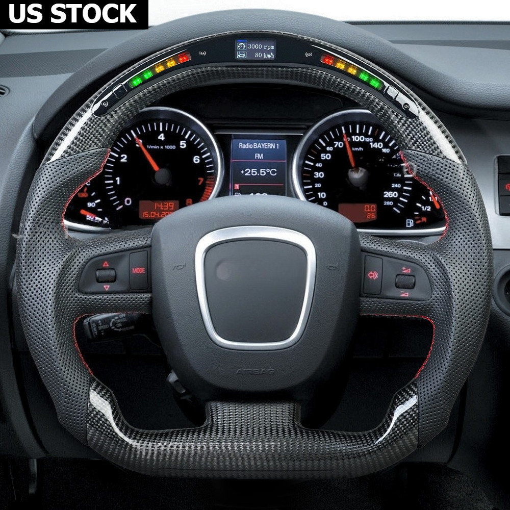 For 2008-10 Audi B7 A5 A4 Q7 RS4 RS5 S4 S5 Real Carbon Fiber LED Steering Wheel