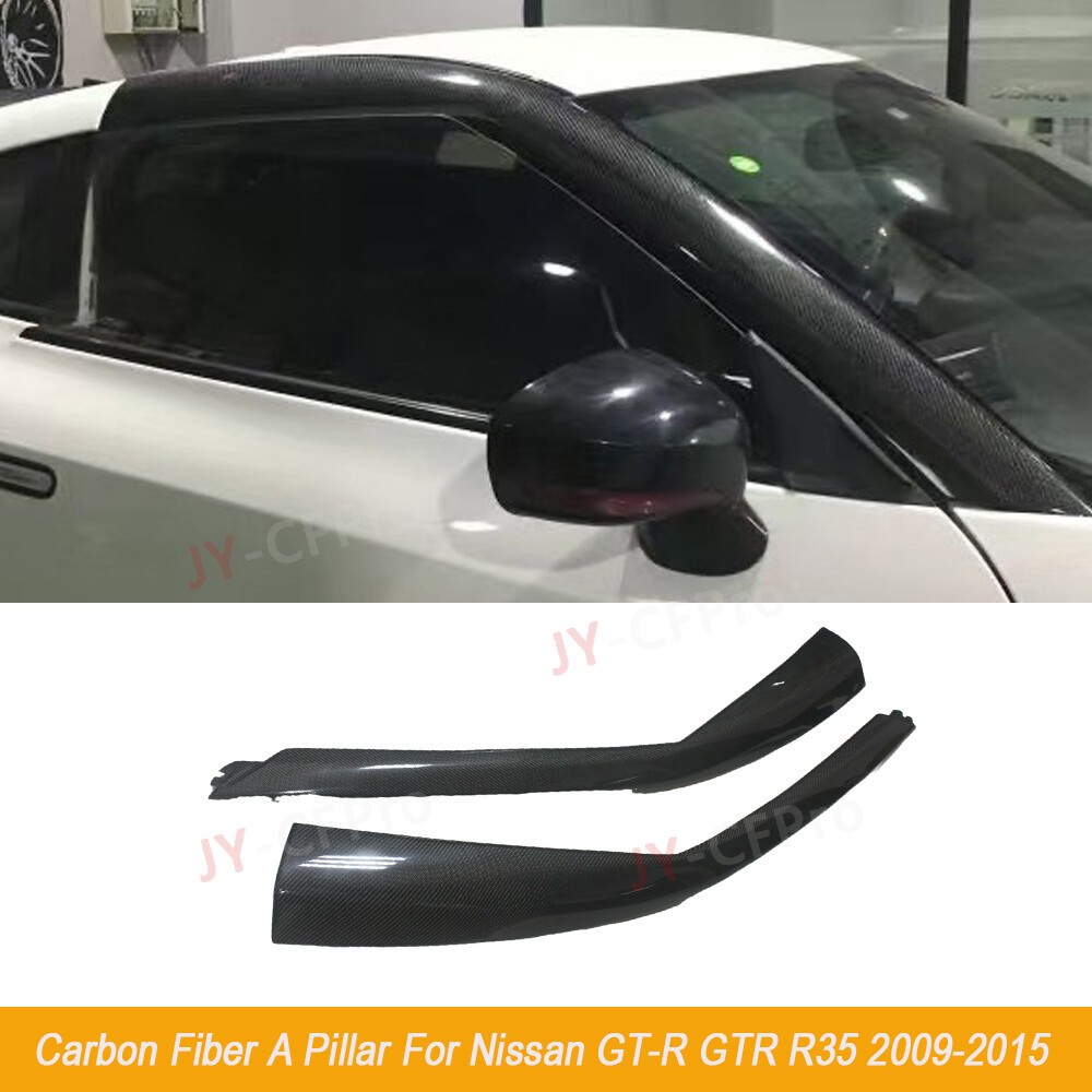 Carbon Fiber Car Side A Pillar Trims Replace for Nissan GT-R GTR R35 2009-2015
