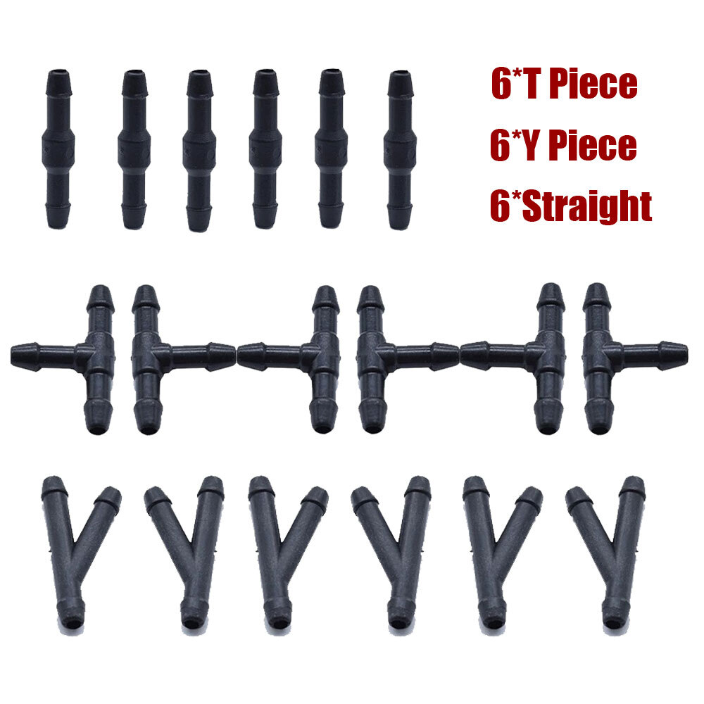 18Pcs Car Air Fuel Water Wiper Washer Nozzle Hose  Connector 3Way Nozzle Hose