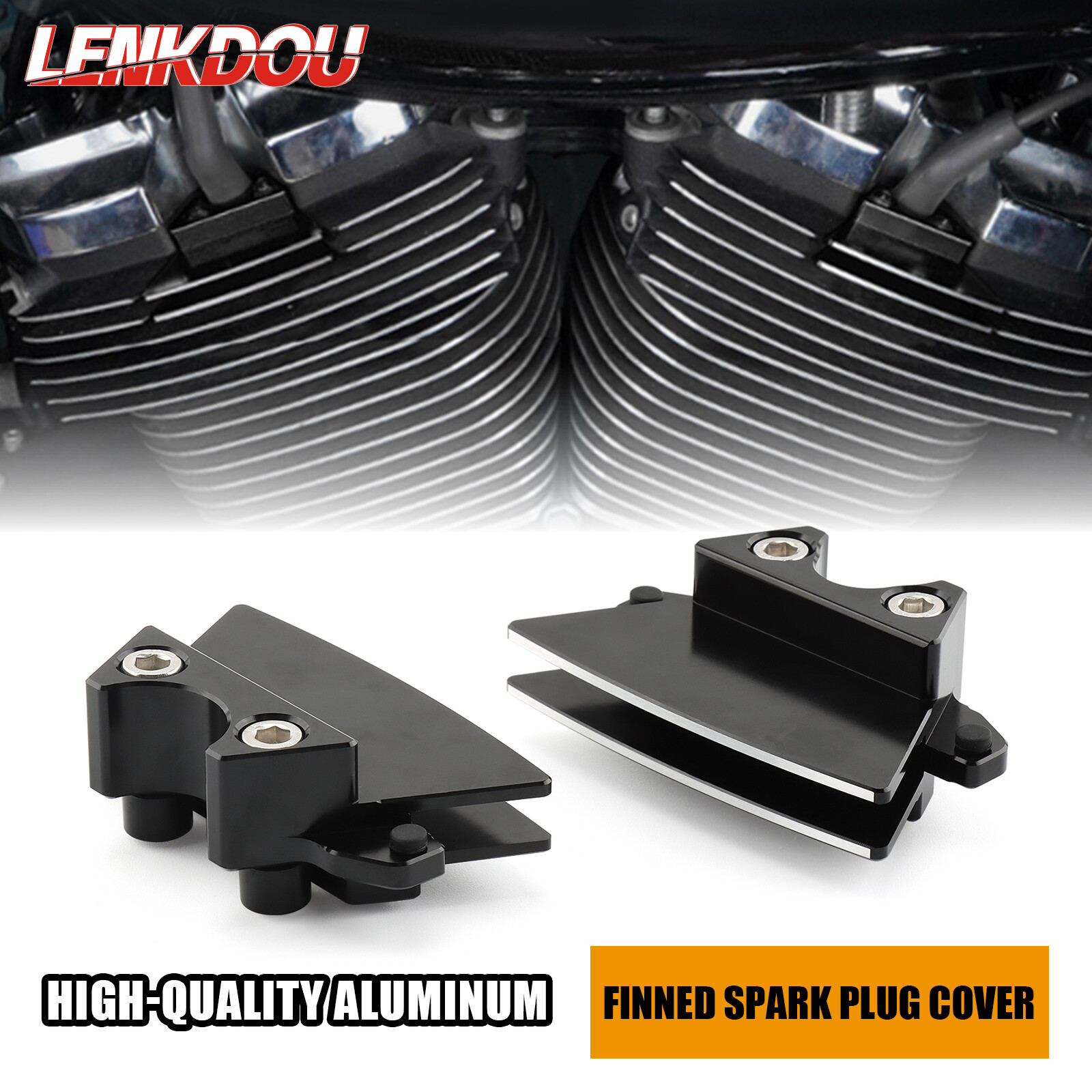 CNC Finned Spark Plug Covers For Harley M8 Touring Electra Glide FLHT Road Glide
