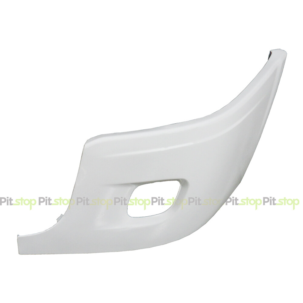 Freightliner Cascadia Bumper End Cover Painted White Left With Fog Light Hole 
