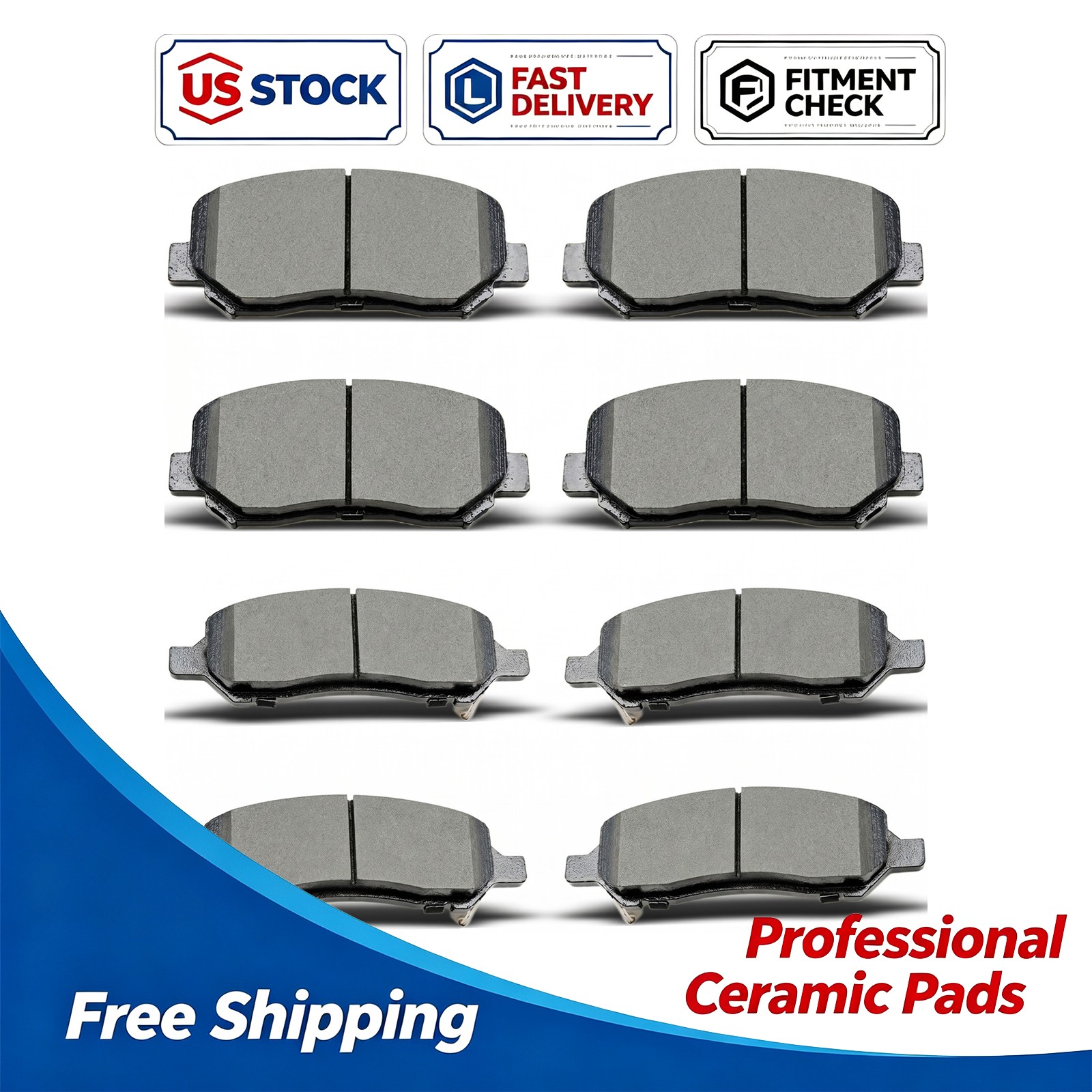 Front and Rear Premium Ceramic Brake Pad Set for 2013 2014 2015 2016 Dodge Dart