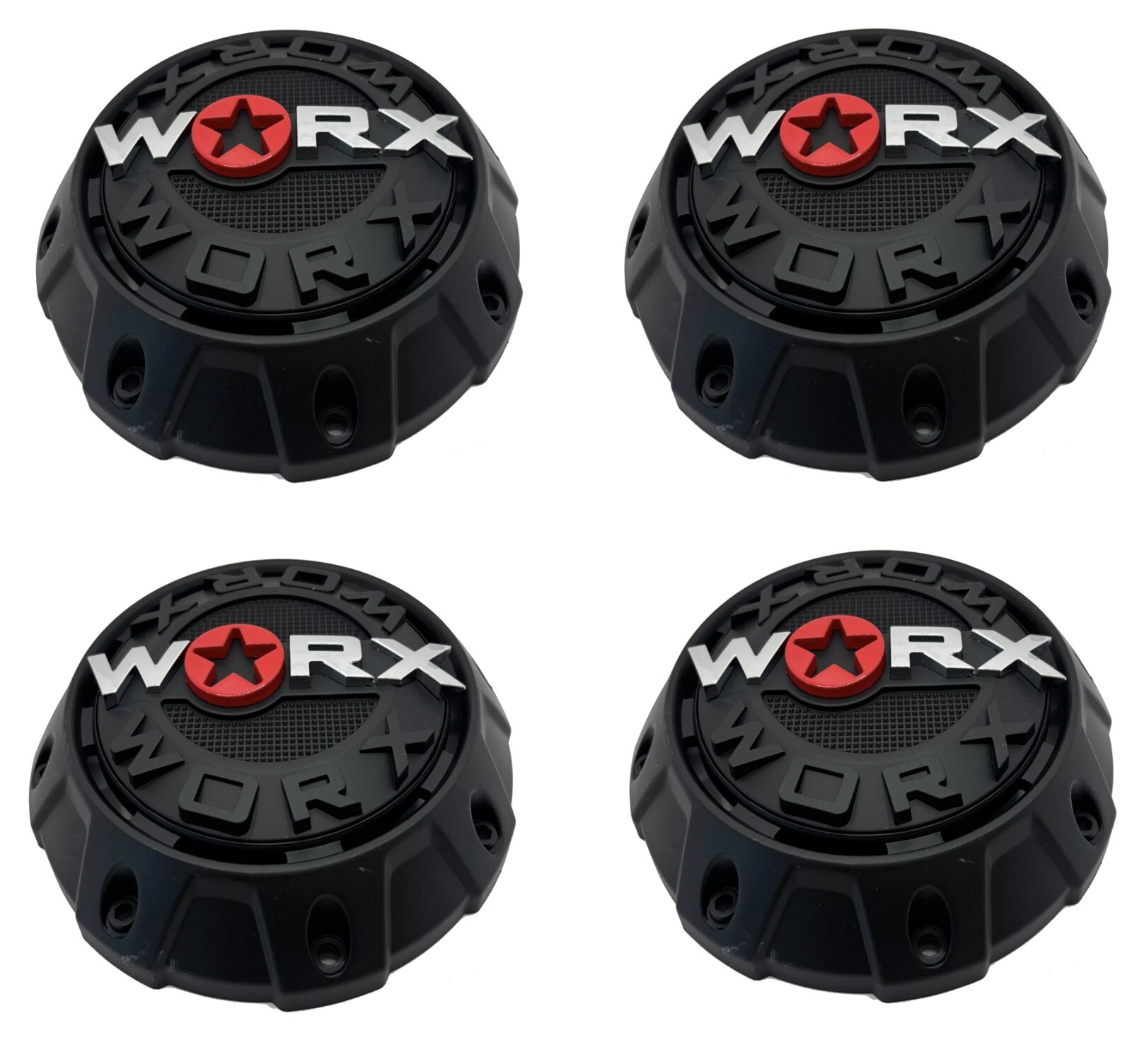 WRX-8856SB 912S11 Worx Black Wheel Center Cap with SCREWS Set of FOUR WRX-8856SB 912S11 Worx Black Wheel Center Cap with SCREWS Set of FOUR