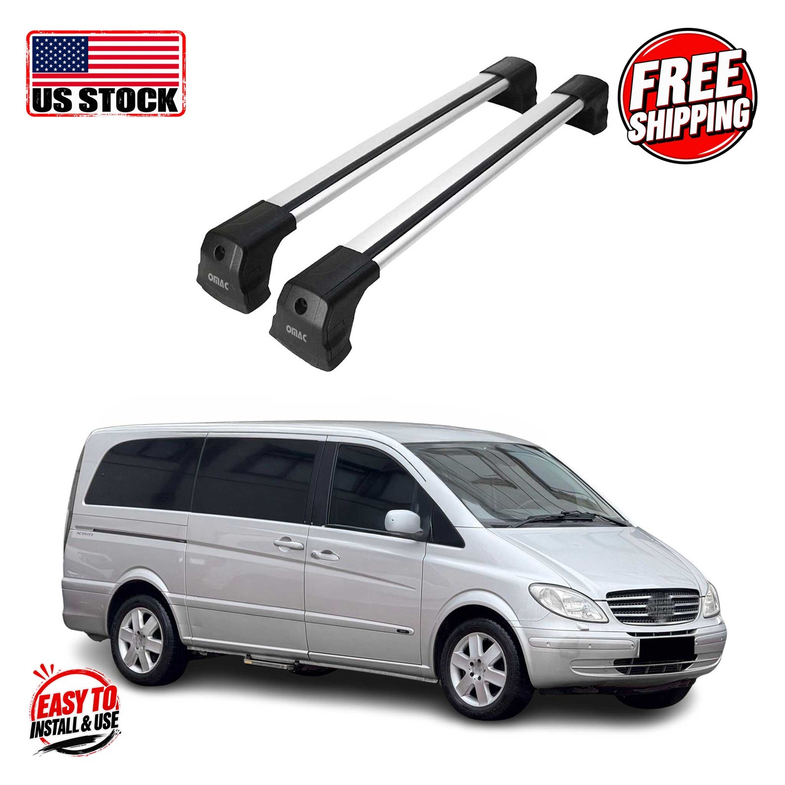 MERCEDES VITO 2003-2014 VAN W639 Cross Bars Elegance LITE 2 Pcs. Alu.