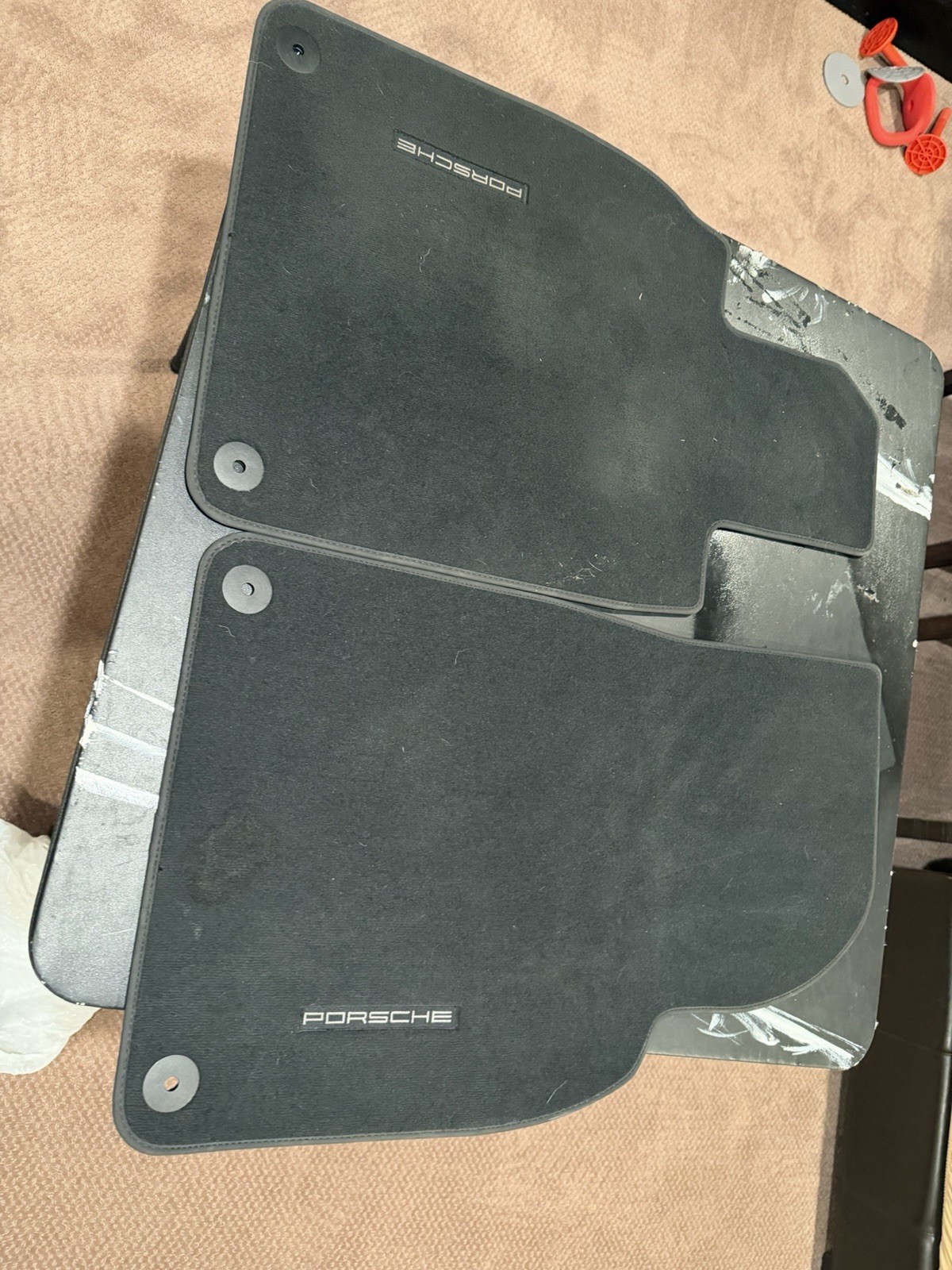 Porsche Floor Mats with Nubuck Edging (Set of 2, Black, Left-Hand Drive)