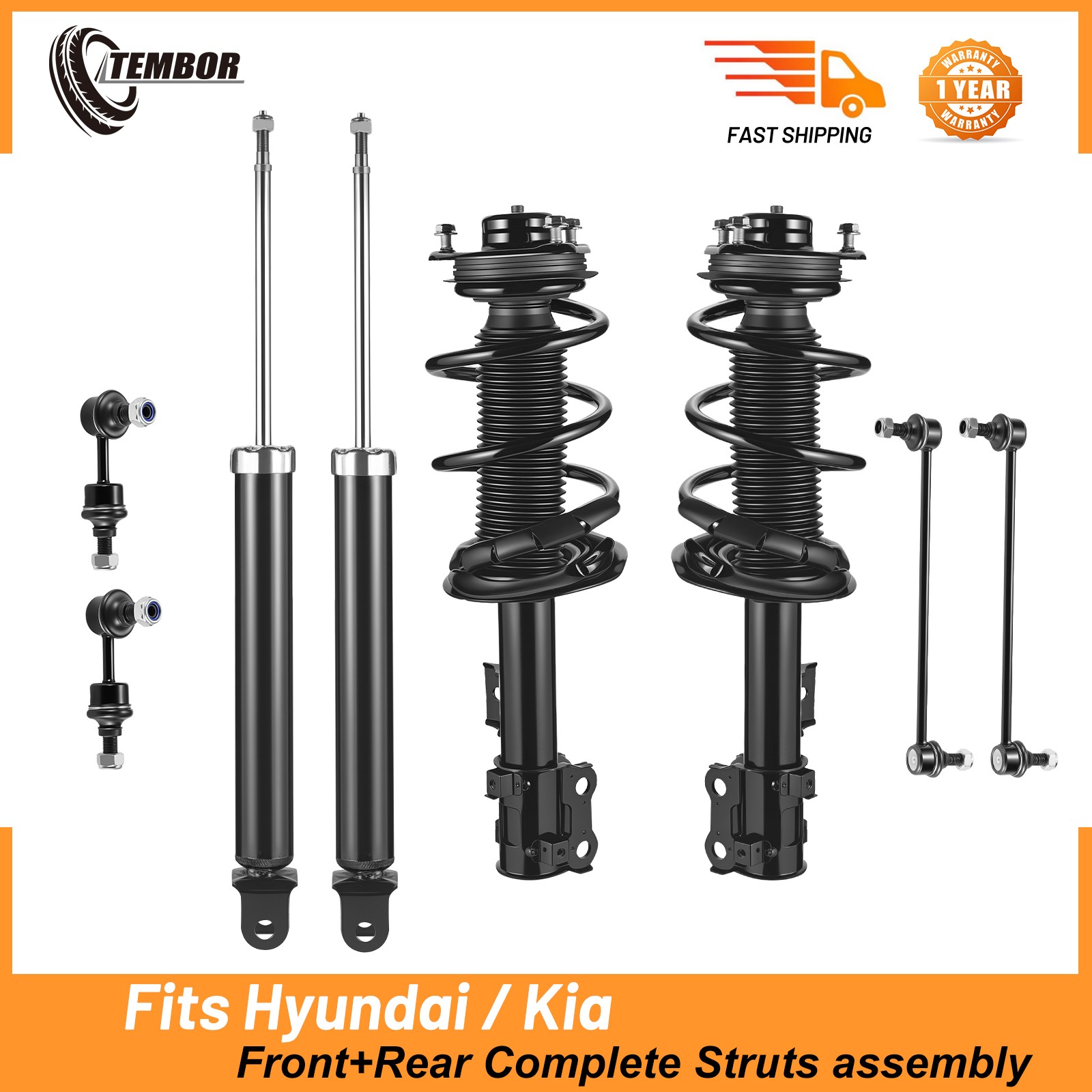 1/2set Front Struts Rear Shocks Sway Bar Links for Hyundai Tucson Kia Sportage