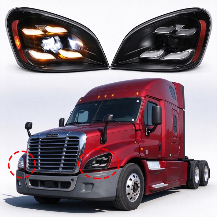 LED Headlights Assembly Pair Fit For 2008-2017 Freightliner Cascadia LH&RH LED Headlights Assembly Pair Fit For 2008-2017 Freightliner Cascadia LH&RH