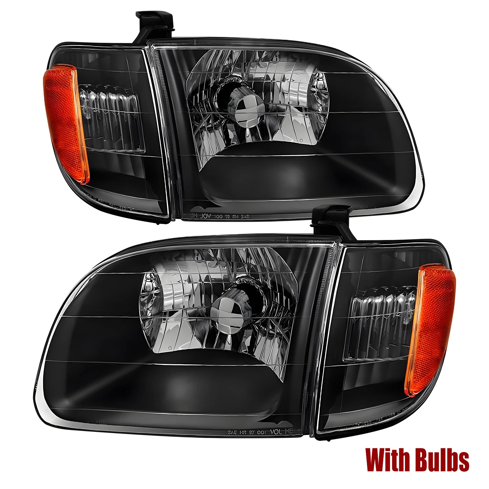 For 2000-2004 Toyota Tundra Regular/Access Cab Headlights Headlamps Pair W/bulbs