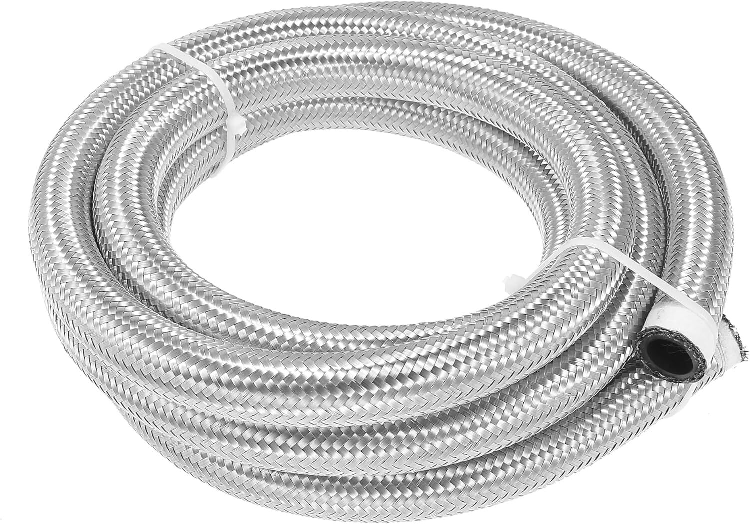 4AN-6AN-8AN-10AN Nylon Braided CPE Fuel Line with 10/20 Fitting Hose Kit Silver