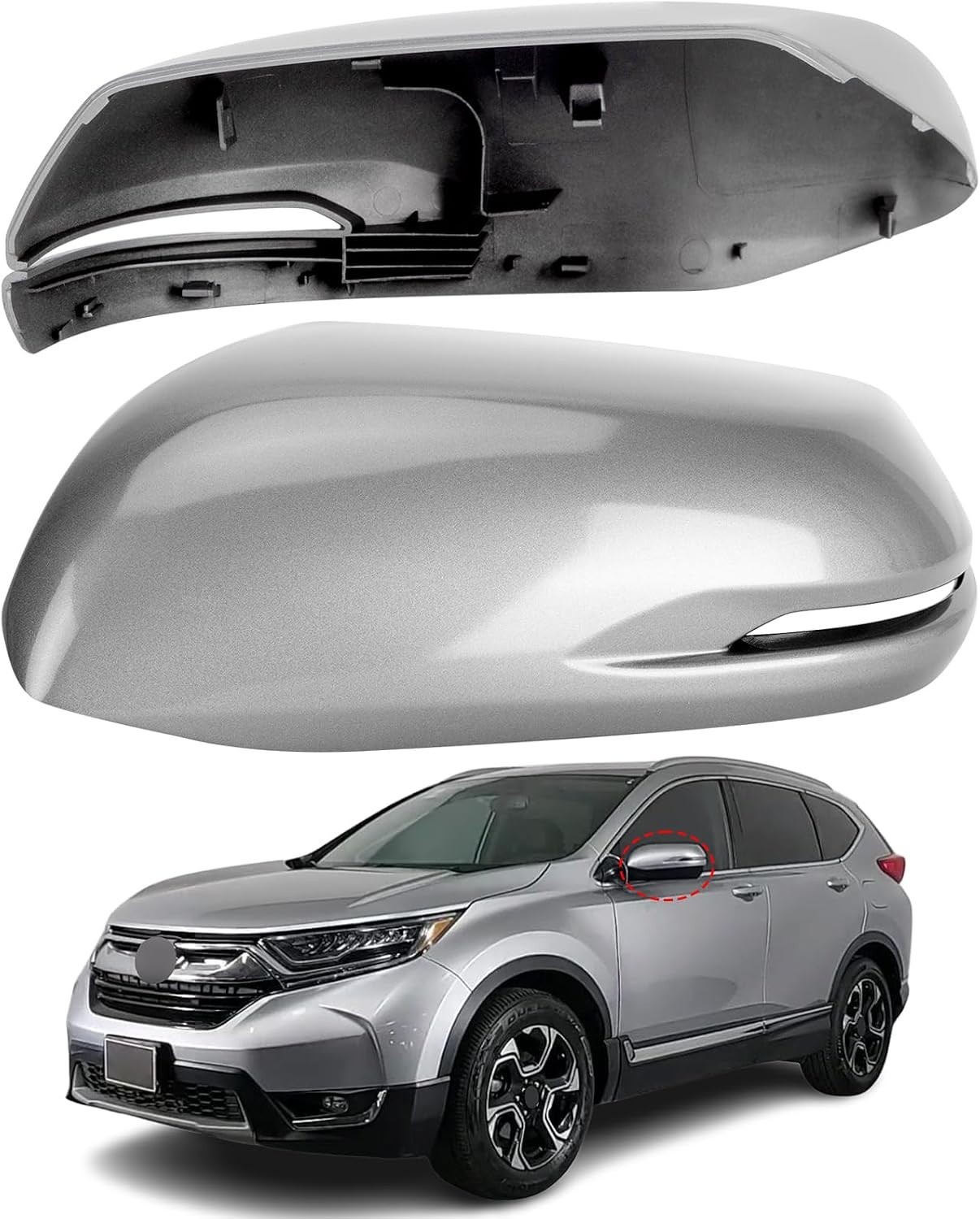 Left Side Mirror Cover Honda CRV 2017 2018 2019 2020 2021 2022 Grey With Lamp
