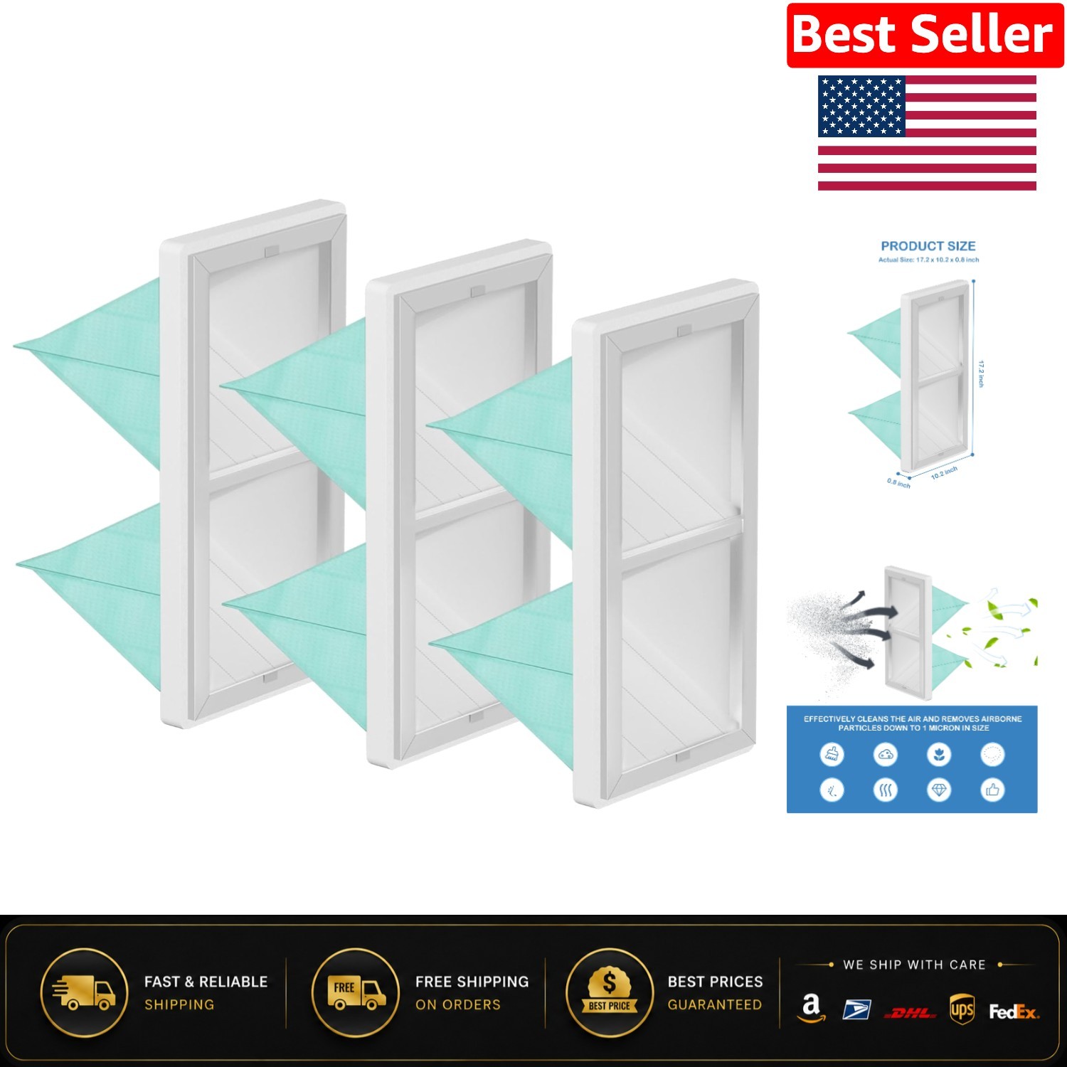 1 Micron Air Filters - 3-Pack Compatible with WEN & POWERTEC Systems