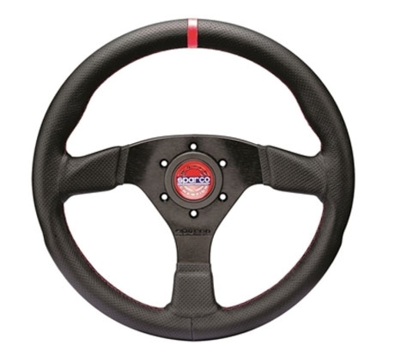 SPARCO For R383 Champion Black Leather Steering Wheel With Black Stitching