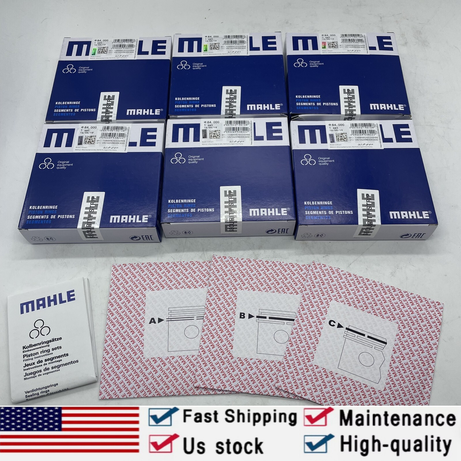 STD 6X Piston Rings Set Φ84mm for BMW 335d 535d E90 E91 F10 F11 N57D3.0 Diesel