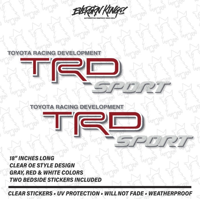 TRD SPORT 3D Clear Bedside Stickers for 95-11 Toyota Tacoma Truck Decals - GRAY